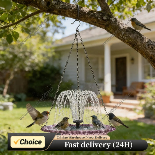 Solar Fountain Hanging Bird Bath Wildlife Feeder Bird Bath Bowl with Solar Powered Pump for Outdoors Garden Patio Decor Peaceful Pleasures Health and Wellness