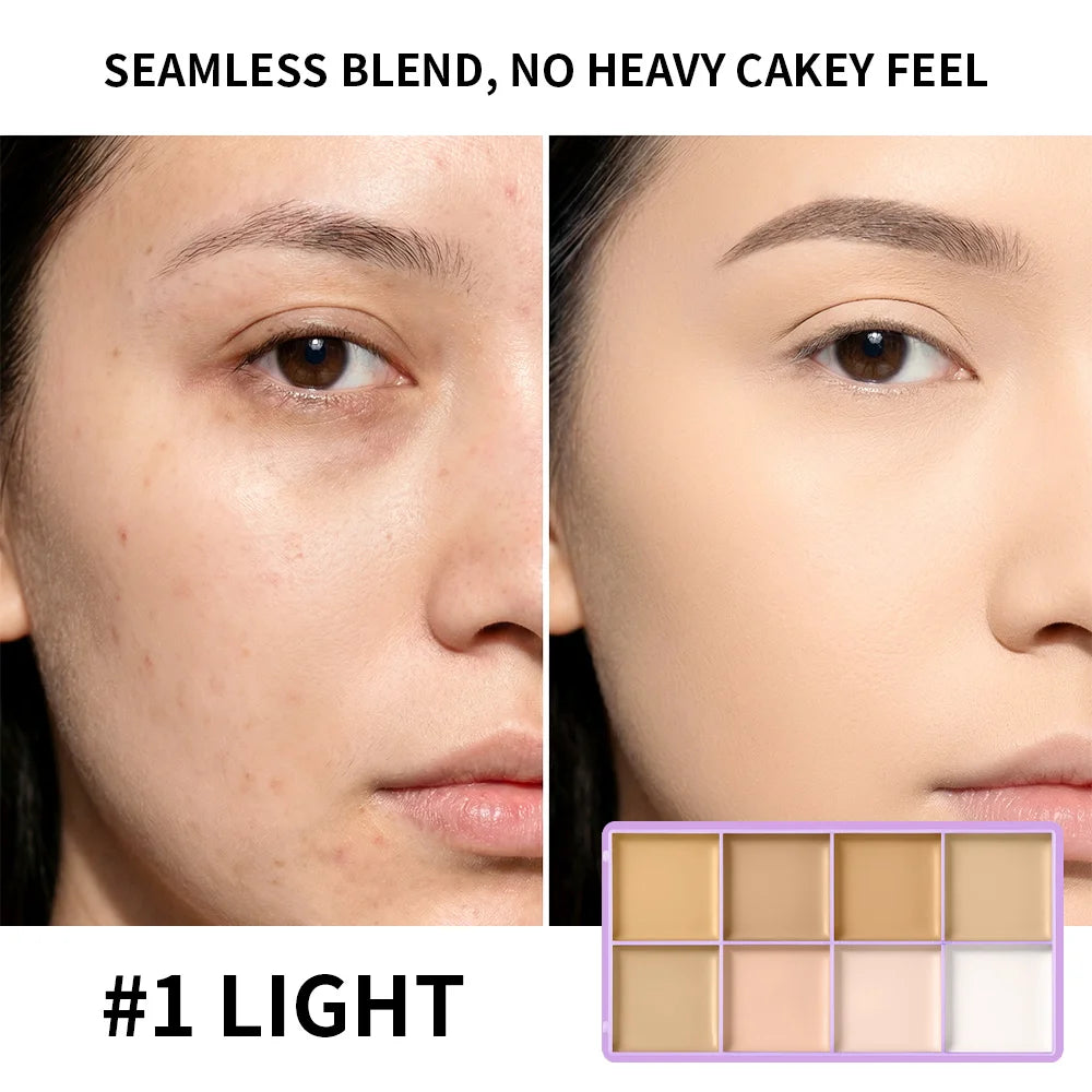 8 Shade Fade Palette Soft Matte Texture Cover Dark Circles, Redness, Skin Blemishes Waterproof Sweatproof Long-wearing Concealer Peaceful Pleasures Health and Wellness