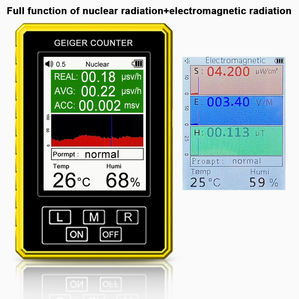 BR-9C-XR-3 Pro 2-in-1 Handheld Digital Display Electromagnetic Radiation Nuclear Detector EMF Geiger Counter Accurate Tester Peaceful Pleasures Health and Wellness