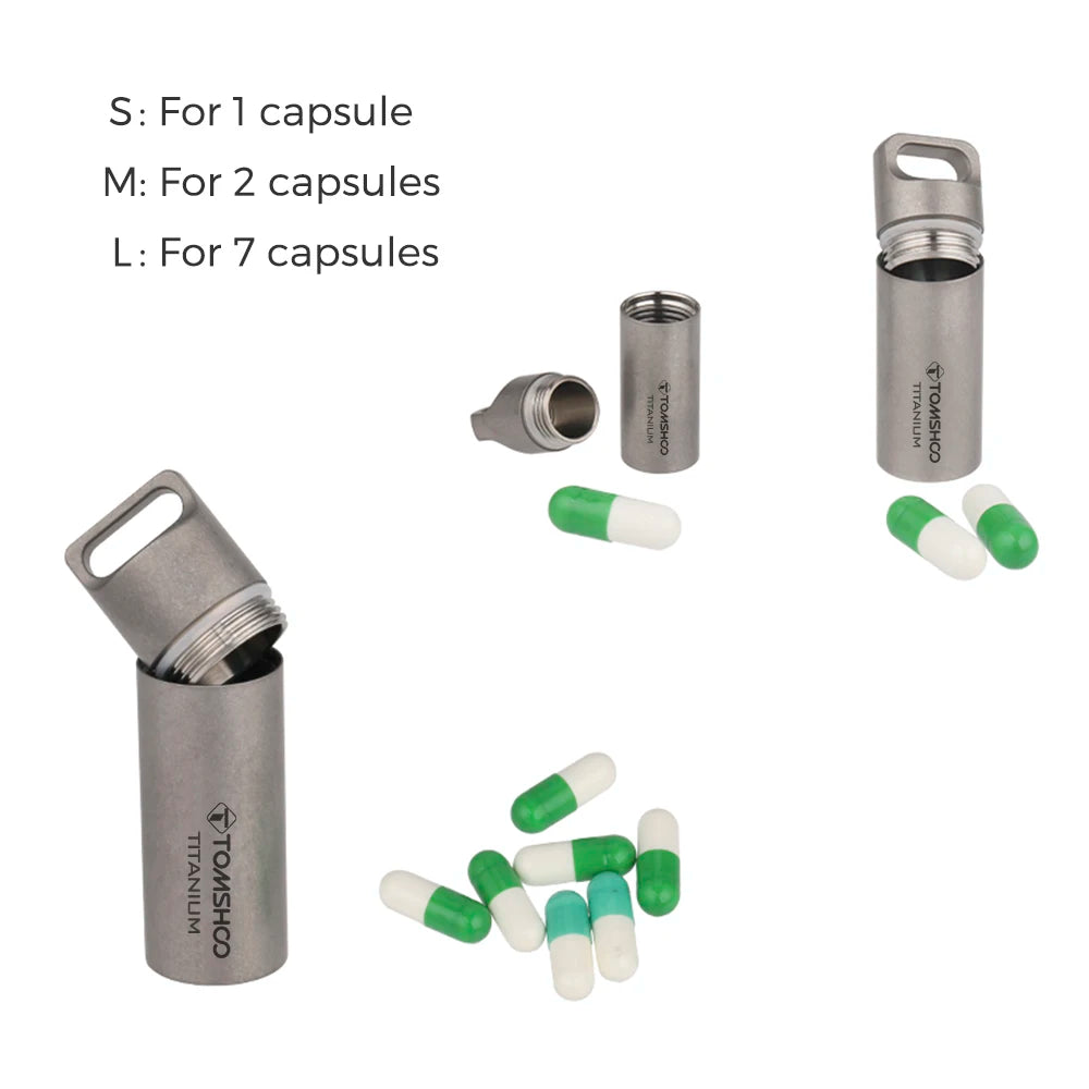 Tomshoo Titanium Mini Sealed Waterproof Storage Pill Box Perfume Case Pendants EDC Tools Eco-friendly Home Outdoor Pill Box Peaceful Pleasures Health and Wellness