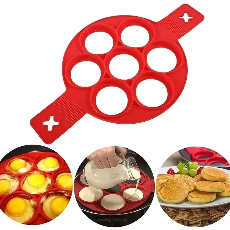 Silicone 7-hole Circular Frying Pan Breakfast Pancake Mold DIY Baking Tool Peaceful Pleasures Health and Wellness