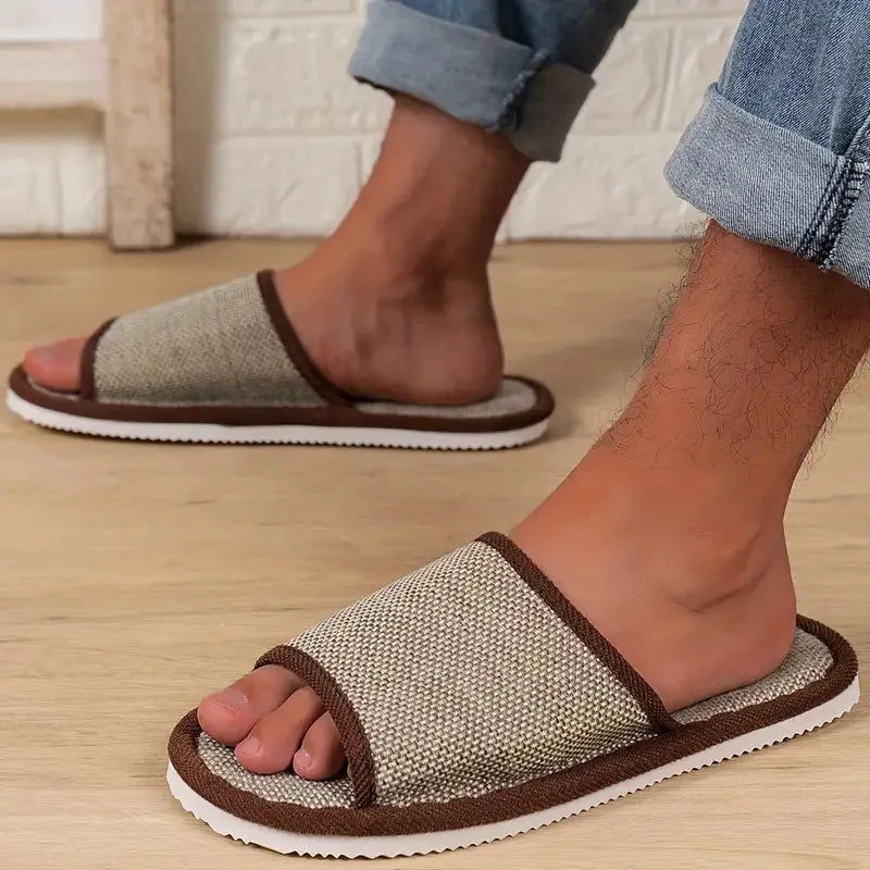 Japanese Hemp Linen Indoor Slippers – Anti-Slip, Unisex