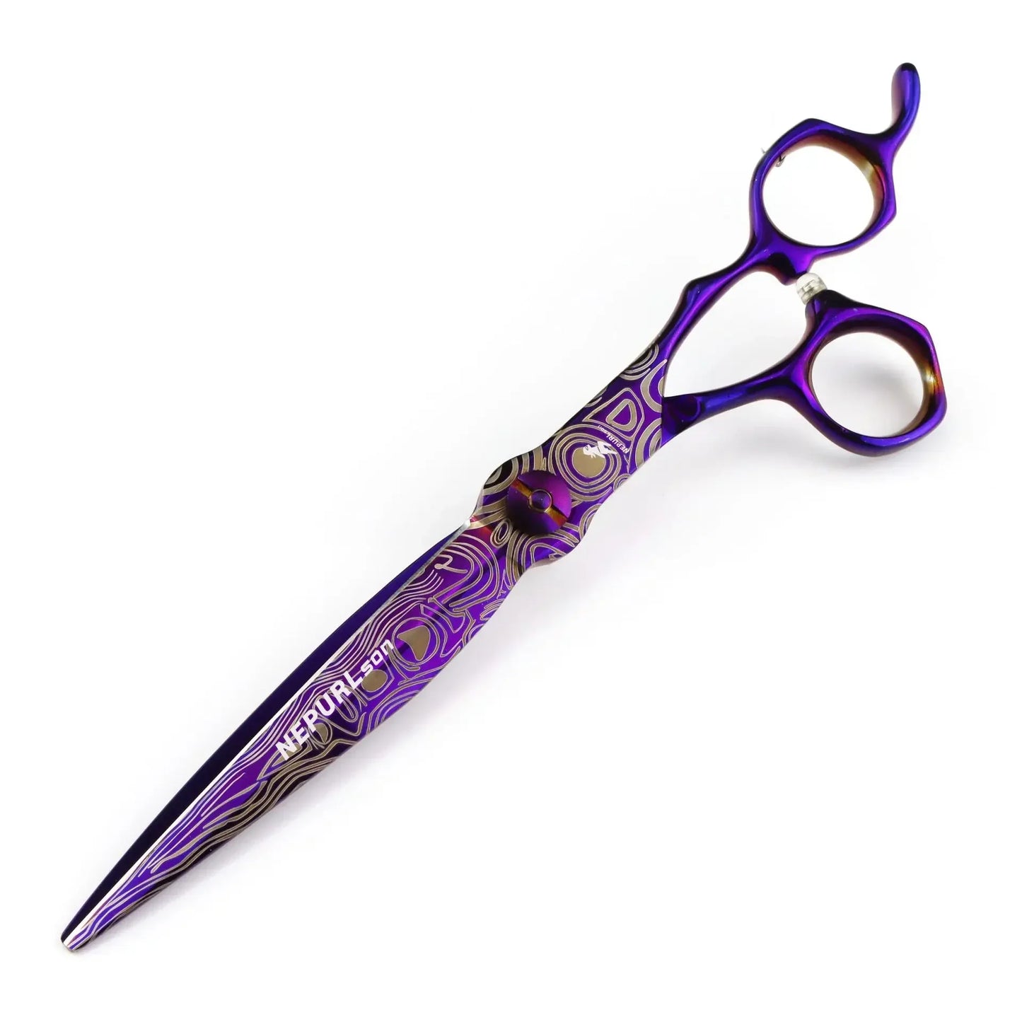 7-Inch Purple Damascus Hair Thinning Shears | Pro Barber Scissors