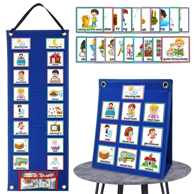 Visual Schedule for Kids Chore Chart,Calendar Chart Autism Learning Materials Kids Visual Behavioral Montessori Educational Toys Peaceful Pleasures Health and Wellness