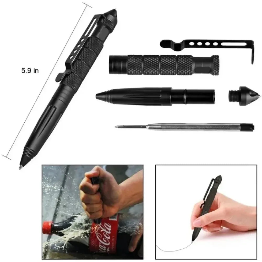 Tactical Pen Self Defense Multifunction Emergency Survival Tool Glass Breaker Tungsten Steel Writing Pen Outdoor Rescue Escape Peaceful Pleasures Health and Wellness