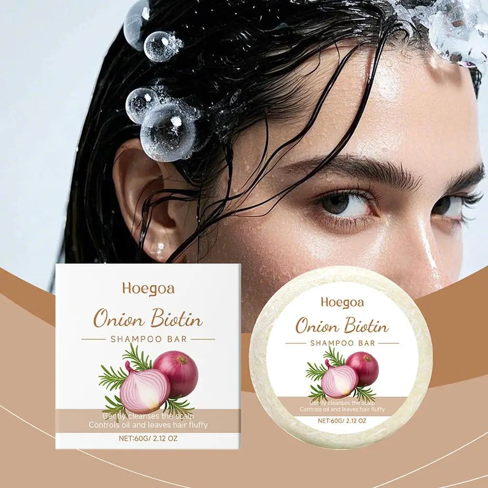 1/2PCS Onion and Biotin Shampoo Soap 60g, Suitable for All Hair Types, Moisturizing and Smoothing, Rich in Rosemary Extract Peaceful Pleasures Health and Wellness