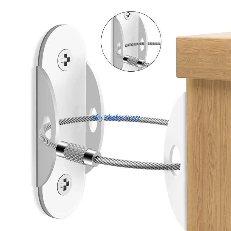 Anti-Tip Furniture Anchors 2-Pack | Metal Wall Safety Straps