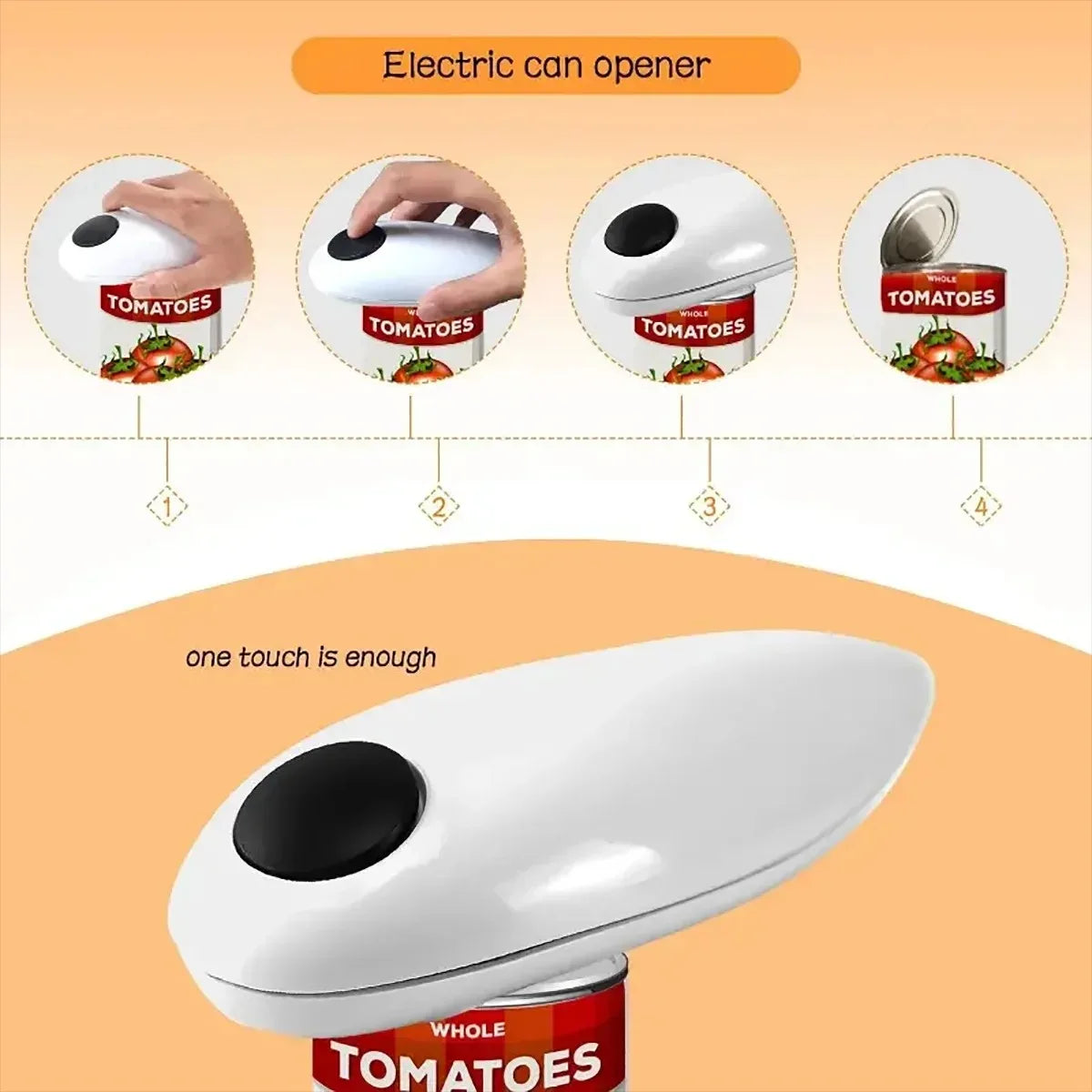 Electric Jar and Can Opener Automatic High-Power Hands-Free No Sharp Edges Kitchen Gadget Peaceful Pleasures Health and Wellness