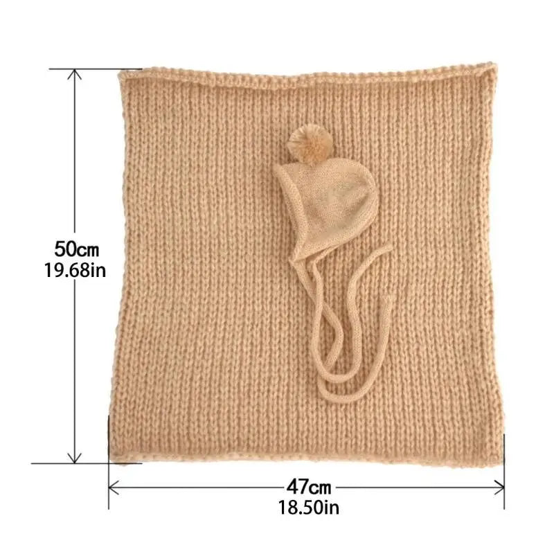 Newborn Photography Props – Mohair Hat & Wrap Blanket Set