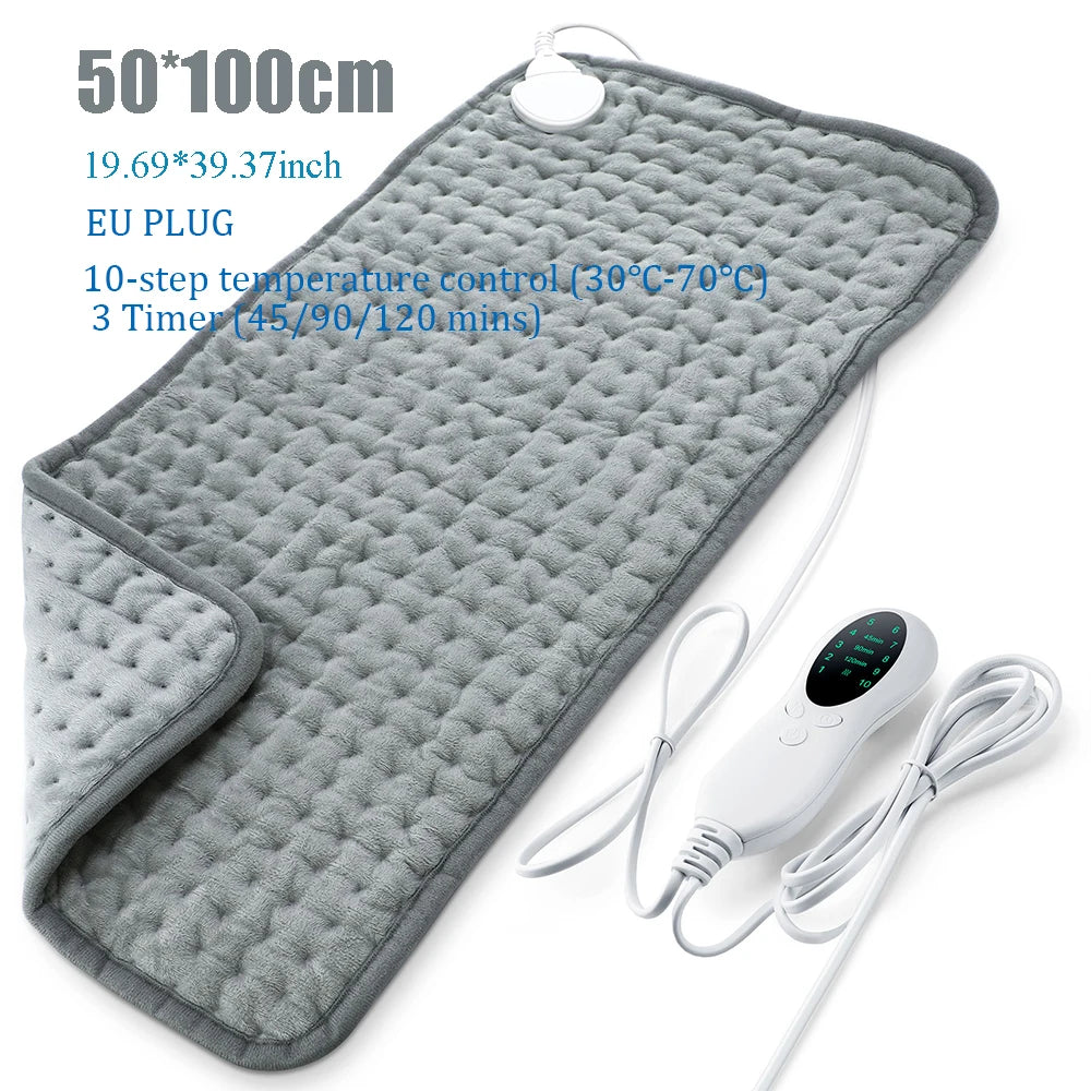 Electric Heating Pads for Back Neck Shoulder Relief Home Sofa Office Desktop Winter Warm Blanket Auto-Off Machine Washable Mat Peaceful Pleasures Health and Wellness 50 100cm 220V