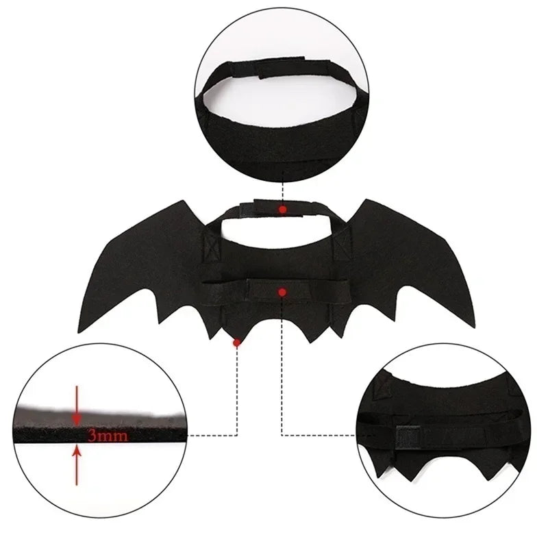 1PC Cute Pet Black Bat Wings Harness Costume Pet Cosplay Suit Cat Dog Halloween Party Pet Supplies Funny Dog Halloween Costume Peaceful Pleasures Health and Wellness Bat wings