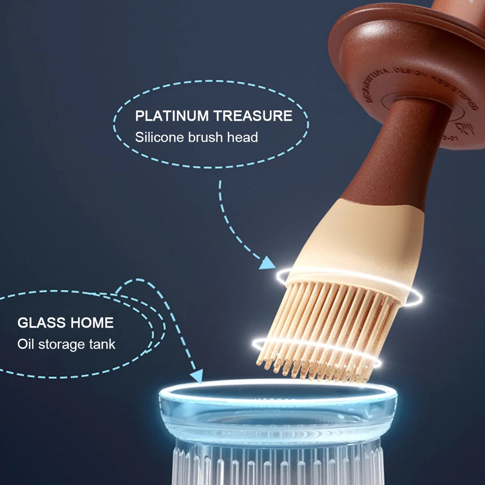 3-in-1 Silicone Basting Brush with Oil Bottle & Lid Silicone Basting Brush Peaceful Pleasures Health and Wellness