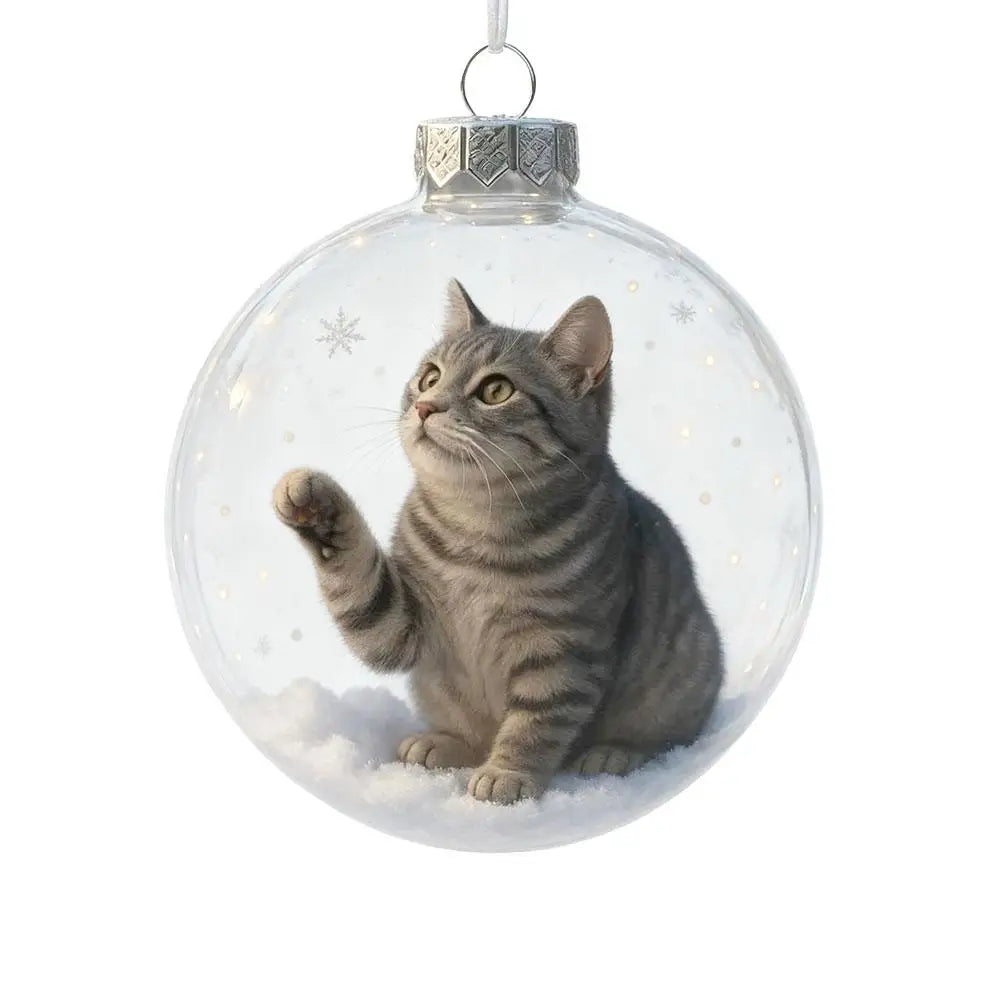 Cat Crystal Ball Acrylic Christmas Tree Ornaments | Holiday Décor