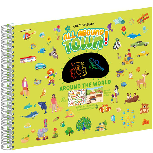 Reusable Sticker Book Kids DIY Coloring City Map Stickers Fun Early Peaceful Pleasures Health and Wellness around town