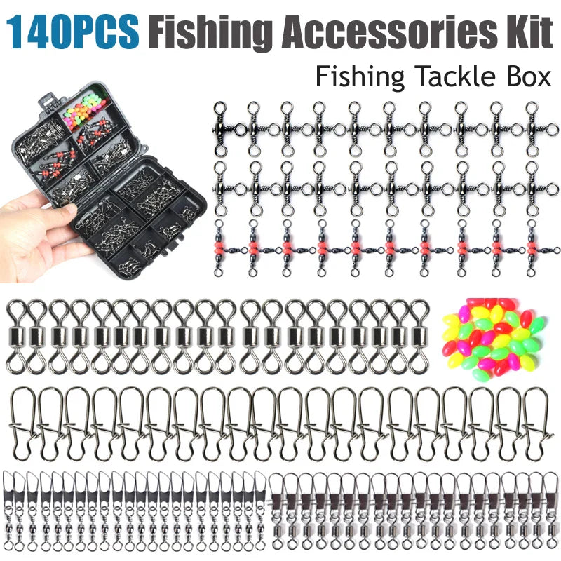 140-Piece Fishing Kit – Swivel Snaps, Clips & Connectors