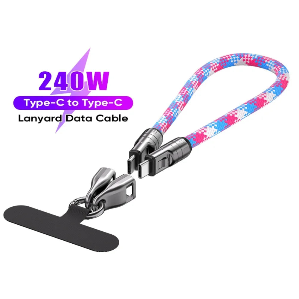 240W USB-C to USB-C Braided Fast Charging Cable PD3.1 & Lanyard