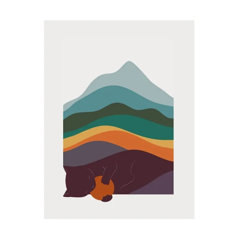 Scandinavian Minimalist Cat Canvas Wall Art | Abstract Poster