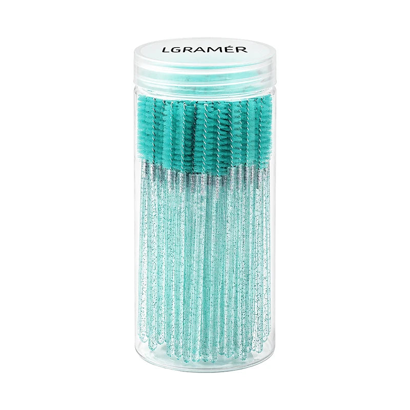 Multiple colors 50/100 pcs Extension Eyelash brush Disposable Eye lashes Make Up Brushes Mascara Wand Applicator Makeup tools Peaceful Pleasures Health and Wellness Peacock Blue-50pcs