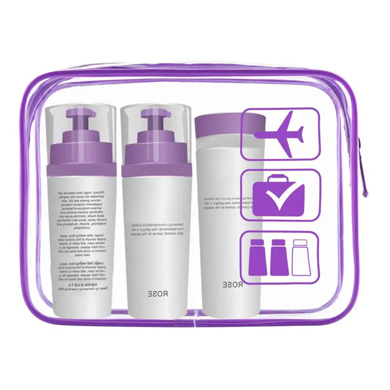 Transparent PVC Makeup Bag for Women Large Capacity Waterproof Handless Travel Toilet Bag Portable Storage Peaceful Pleasures Health and Wellness Purple