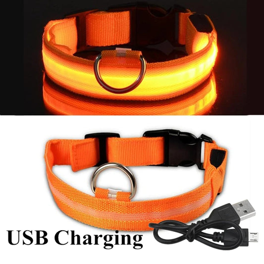 Colorful USB Rechargeable Pet Dog LED Glowing Collar Luminous Flashing Necklace Outdoor Walking Night Safety Supplies DC05 Peaceful Pleasures Health and Wellness