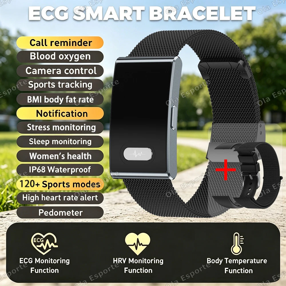 ECG Smart Bracelet Heart Rate Sleep 5ATM Waterproof Fitness Watch 2026 New NO Screen Smartwatch Men Women Health Sport Wristband Peaceful Pleasures Health and Wellness 5