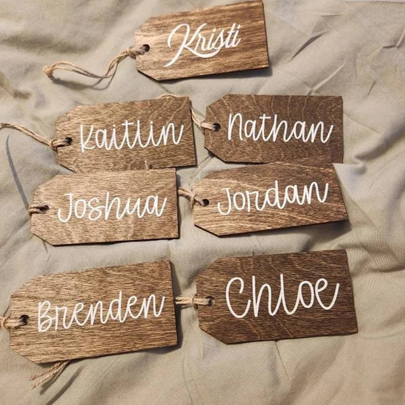 3-Pack Personalized Laser Engraved Wooden Christmas Stocking Tags Christmas Stocking Tags Peaceful Pleasures Health and Wellness