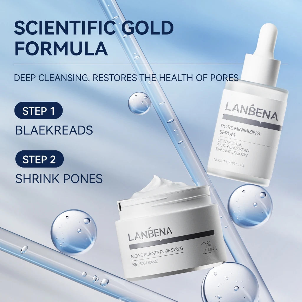 LANBENA Blackhead Removing Nose Strips and Pore Minimizing Serum Set Nose Mask Peaceful Pleasures Health and Wellness