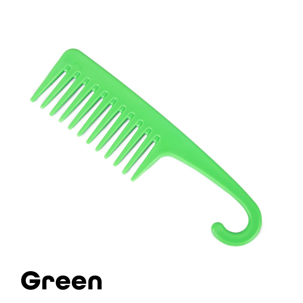 Large Wide Tooth Combs Of Hook Handle Detangling Reduce Hair Loss Comb Pro Hairdress Salon Dyeing Styling Brush Tools Household Peaceful Pleasures Health and Wellness Green