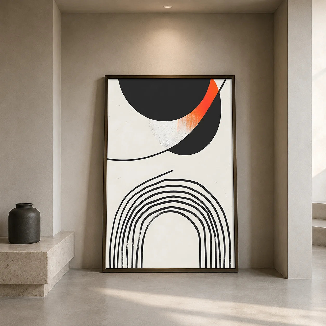 Abstract Wall Art Black and White Geometric Canvas Painting Modern Style Poster Prints for Lliving Room Wall Decor Peaceful Pleasures Health and Wellness