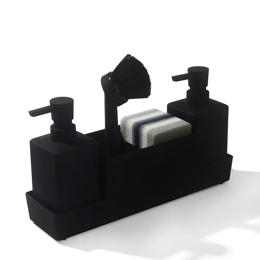 Kitchen Soap Dispenser Set | Sponge Holder, Brush & Tray Soap Dispenser Set Peaceful Pleasures Health and Wellness