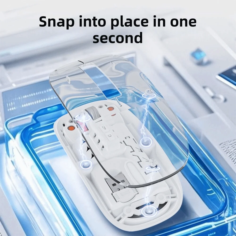 Silent Transparent Wireless Gaming Mouse | Type-C, 3-Mode