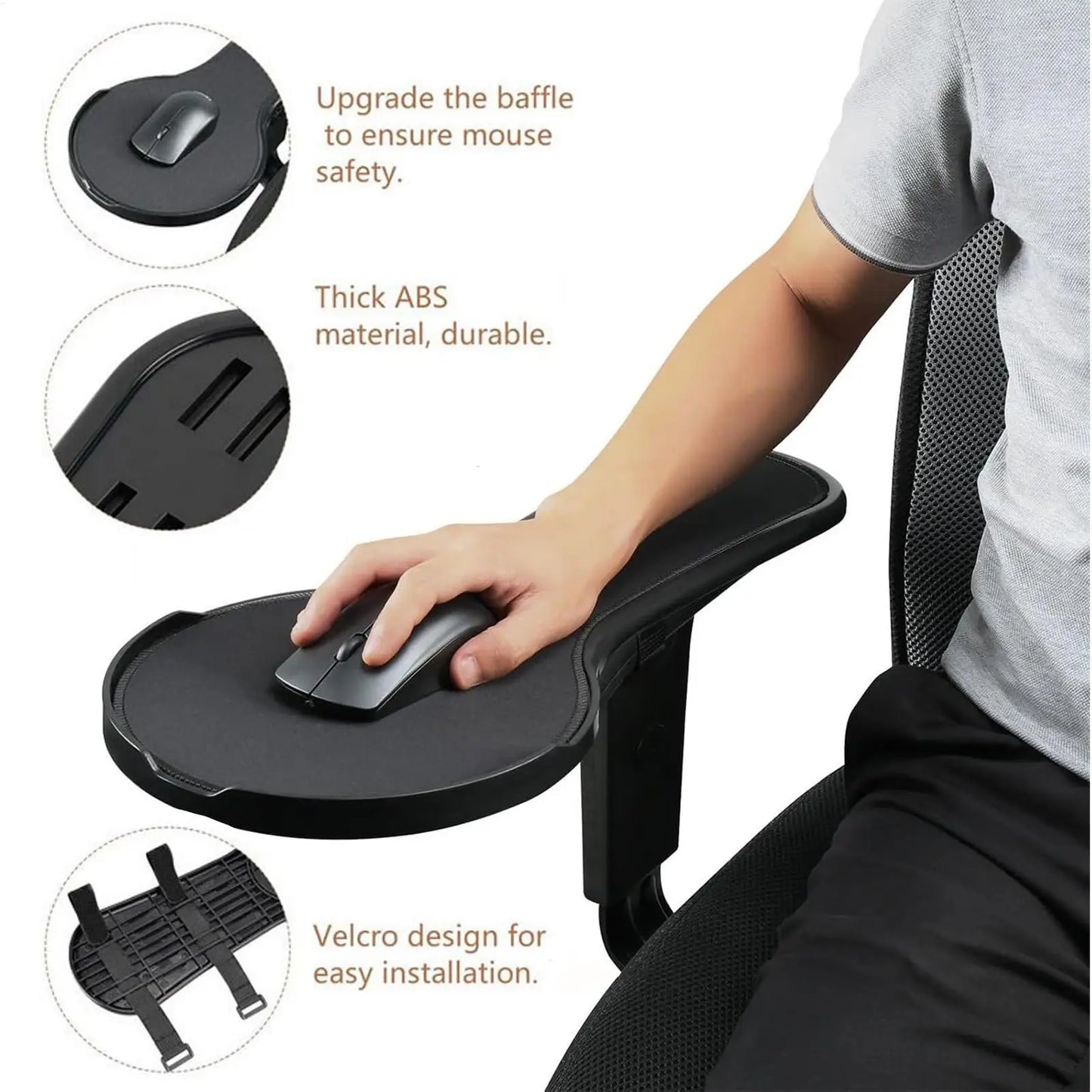 Ergonomic Chair Arm Rest Pad & Mouse Extension Tray | Adjustable
