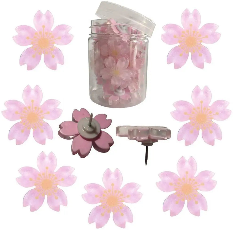Bview Art Sweet Cherry Blossom Resin Flat-head Thumb Tacks Creative