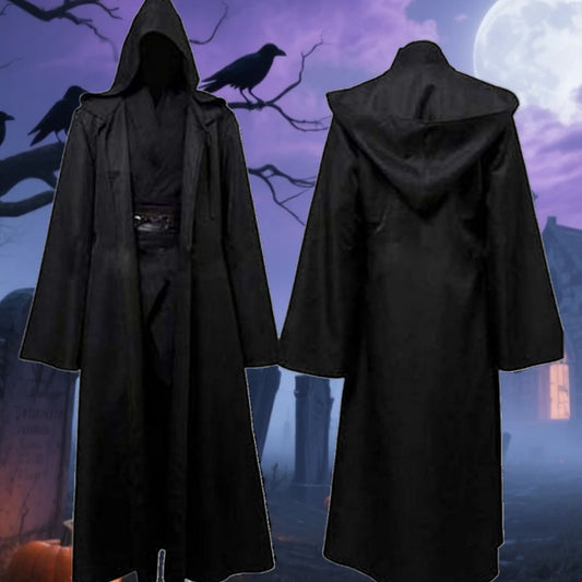 Black Cape Cloak Warrior Costume for Adults Vampire Cape with Hood Adult Halloween Cosplay Vampire Christmas Costume Robe Cape Peaceful Pleasures Health and Wellness