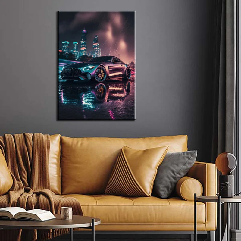 Sports Car Canvas Wall Art | Modern Unframed Poster Print
