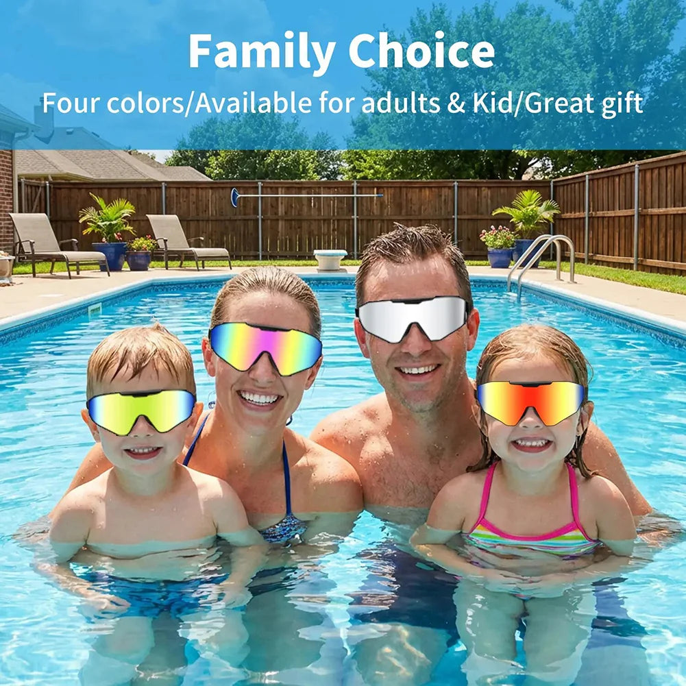 Mirrored Anti-Fog Swim Goggles | Wide View Large Frame & Earplugs