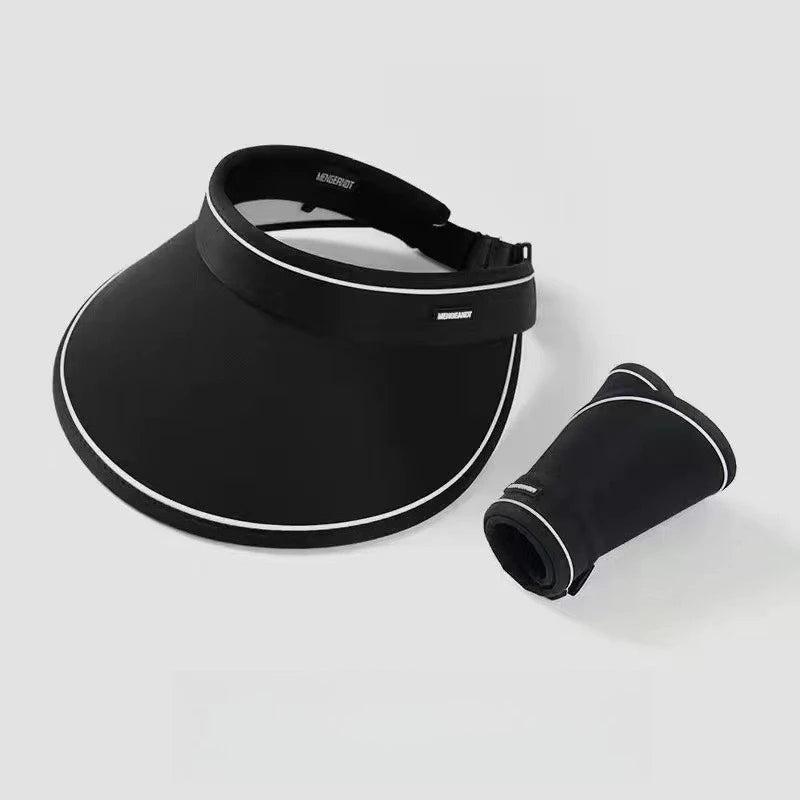 Summer Wide Brim Empty Top Sun Hat Foldable UV Protection Visor for Women Travel Beach UV Protection From The Sun Peaceful Pleasures Health and Wellness Black 1pc