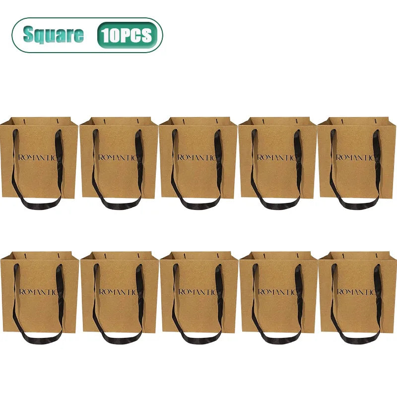 Kraft Paper Tote Bags with Satin Handle | Gift & Wedding Bags