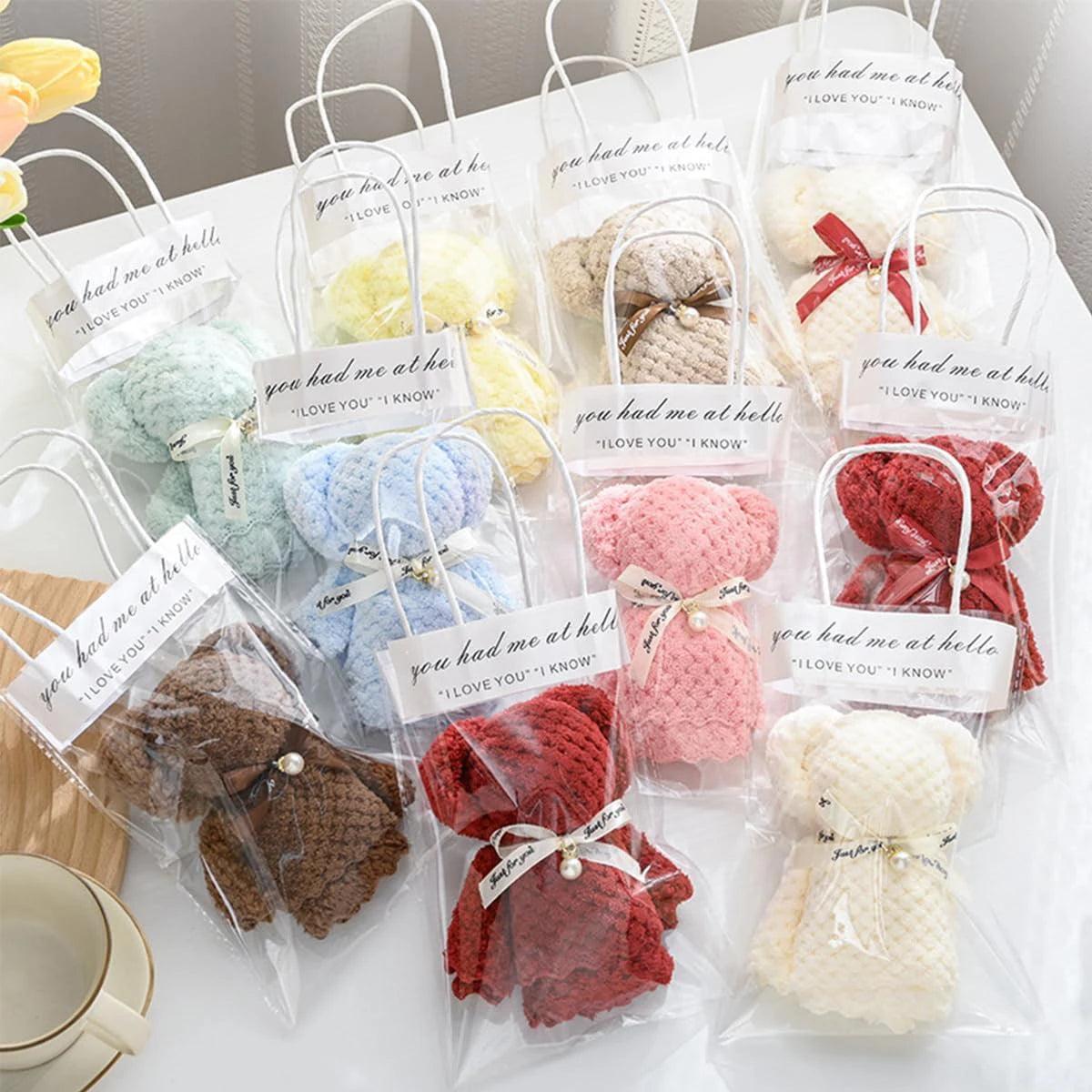 5-Pack Teddy Bear Towels | Wedding, Party & Holiday Gifts