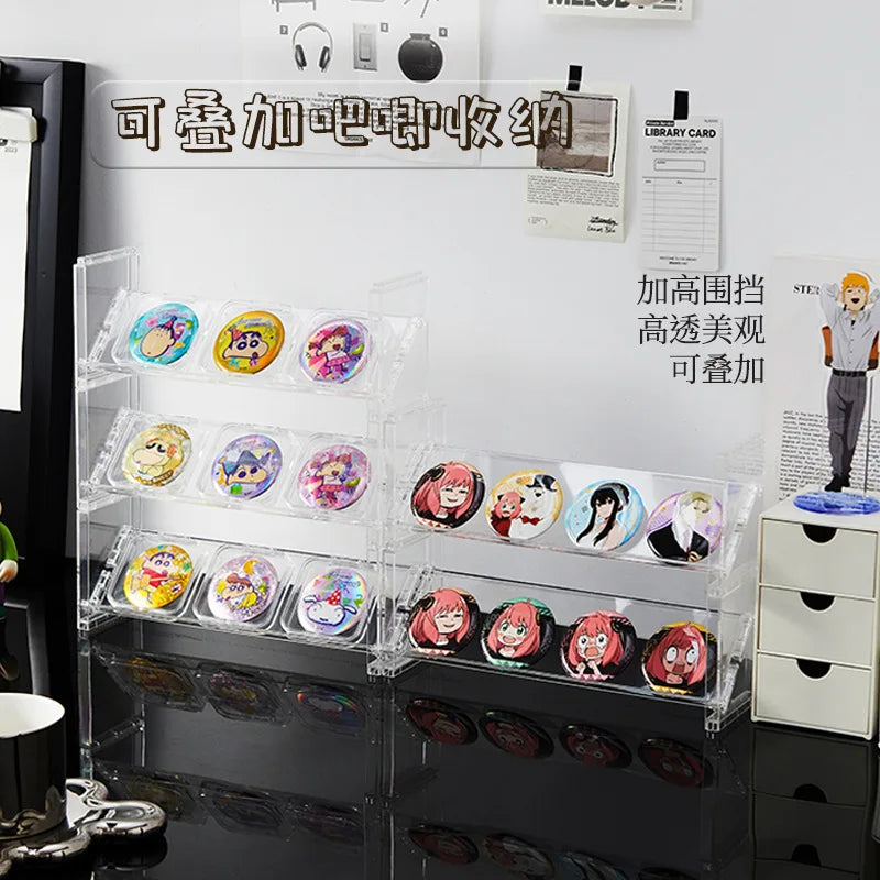 Stackable Anime Badge Display Case - Transparent Multi-Layer Merch Collectible Organizer for Pins & Accessories Storage Peaceful Pleasures Health and Wellness