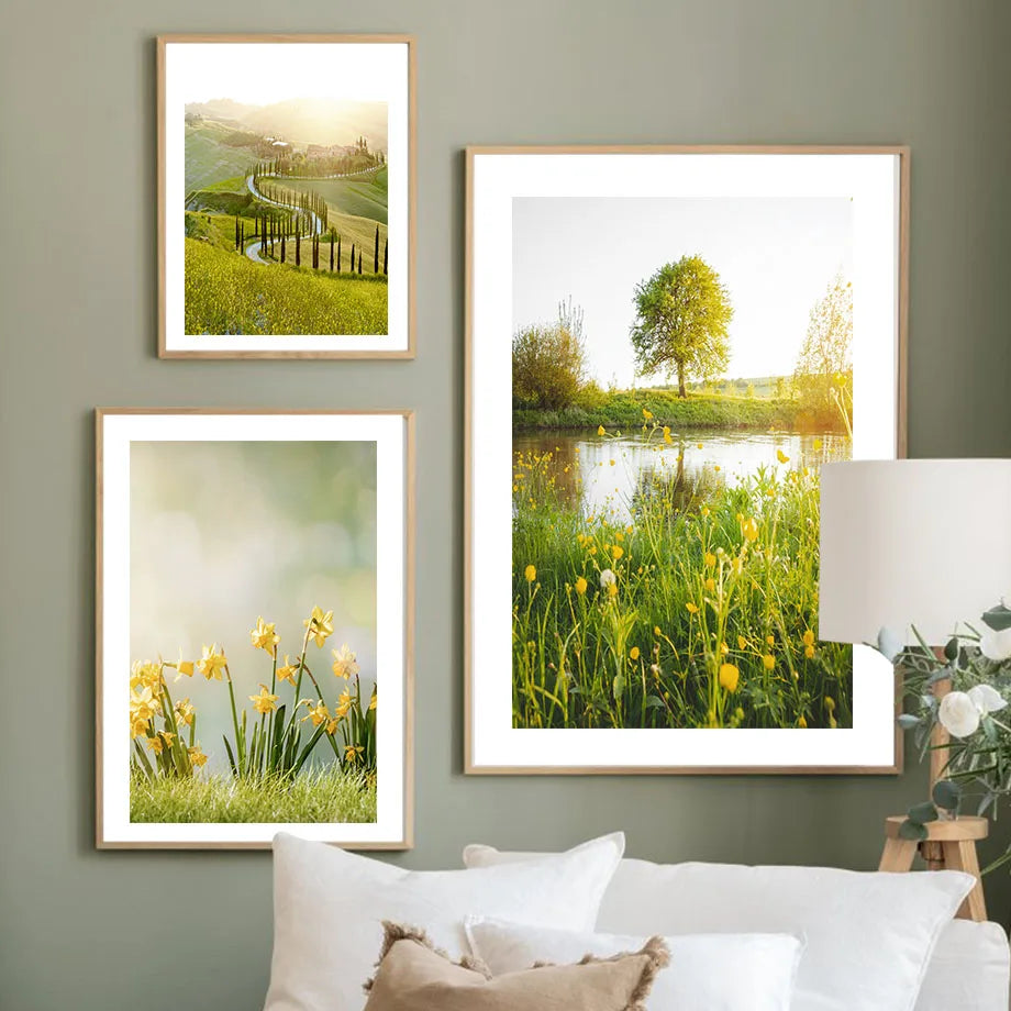 Spring Floral Canvas Wall Art | Modern Botanical Living Room Print