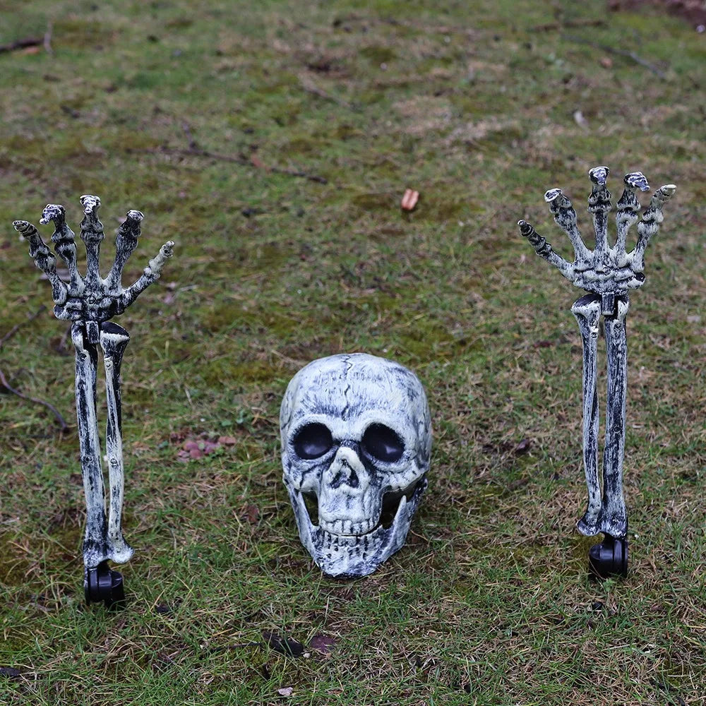 Halloween Skull Skeleton Head Realistic Human Hand Arms for Halloween Party Home Garden Lawn Decor Haunted House Horror Props Peaceful Pleasures Health and Wellness Gradient set