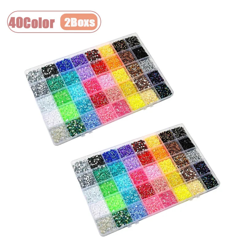 40-Color 3mm Flat Back Resin Rhinestones – 18,000+ Gem Kit