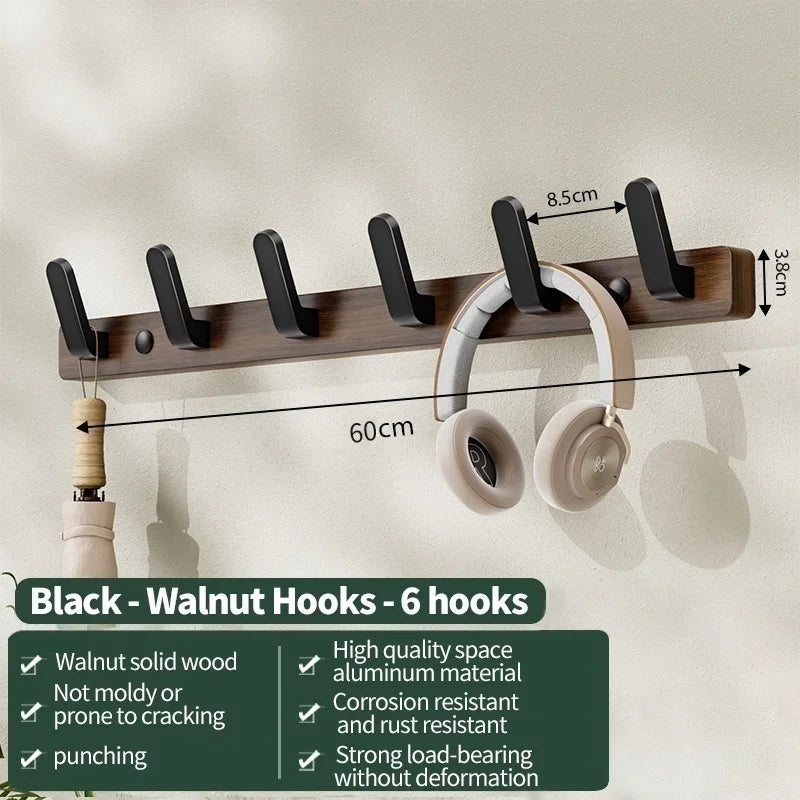 Black Walnut Wood Wall Hook | Entryway Coat & Clothes Hook