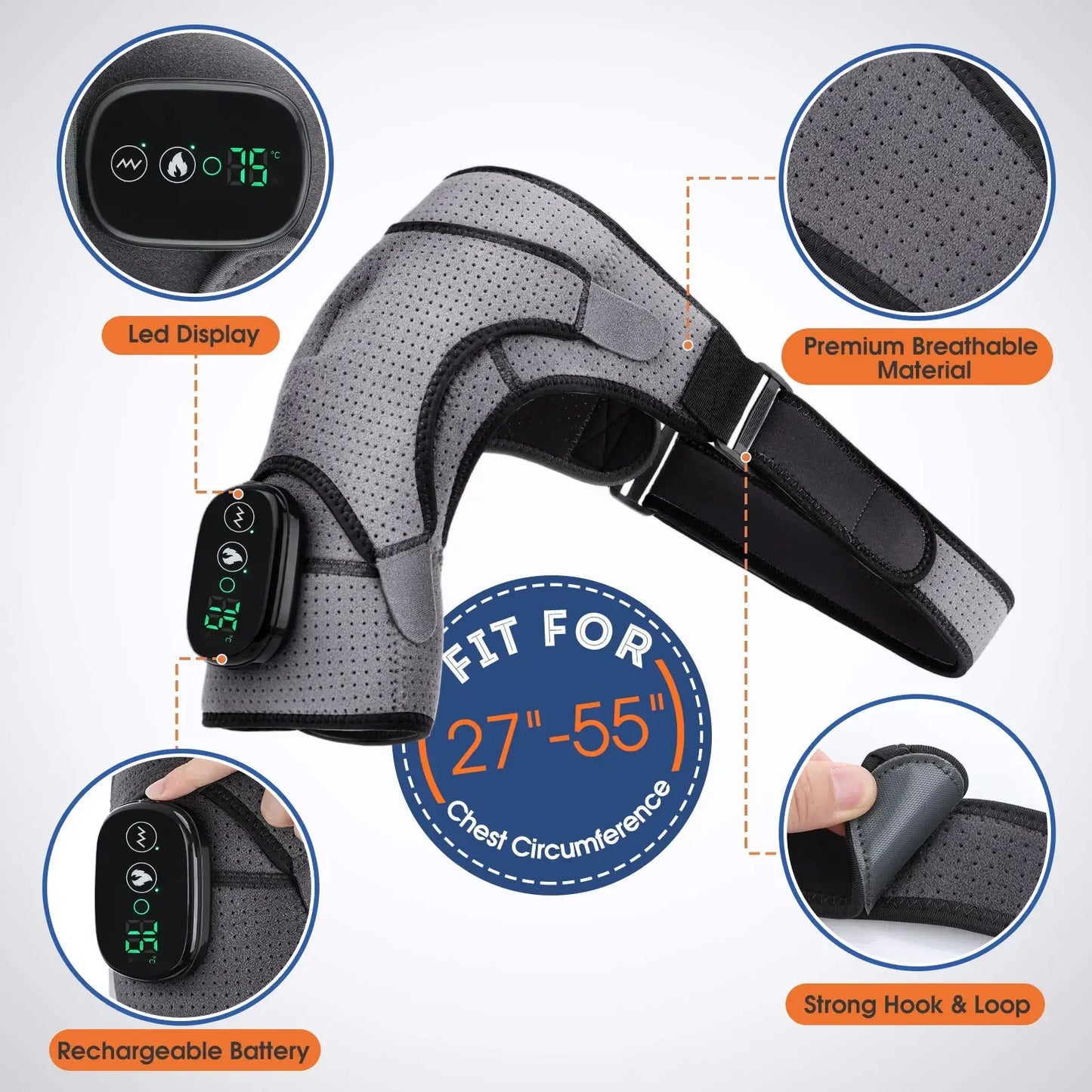 Electric Heated Shoulder Wrap – Adjustable Massaging Brace Shawl