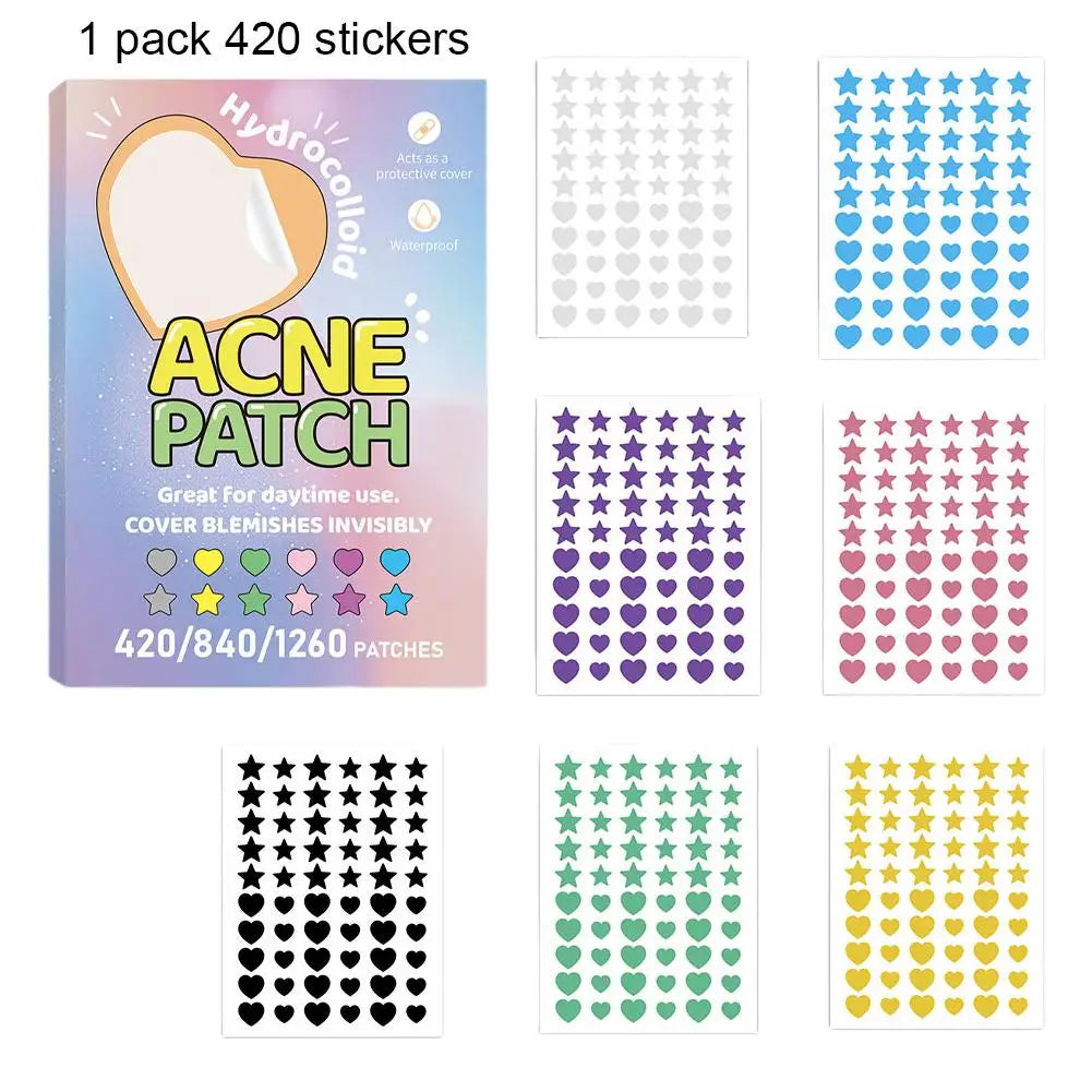 Colorful Star & Heart Acne Patches – 420 to 1260 Pcs