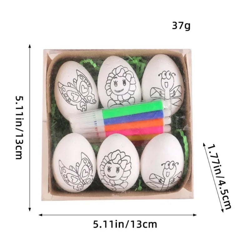 6-Piece Easter DIY Painting Egg Craft Kit | Foam Eggs & Rabbits