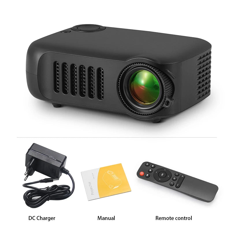 AUN A2000 Mini Portable LED Projector | 1080P 4K HDMI Peaceful Pleasures Health and Wellness Black US Plug