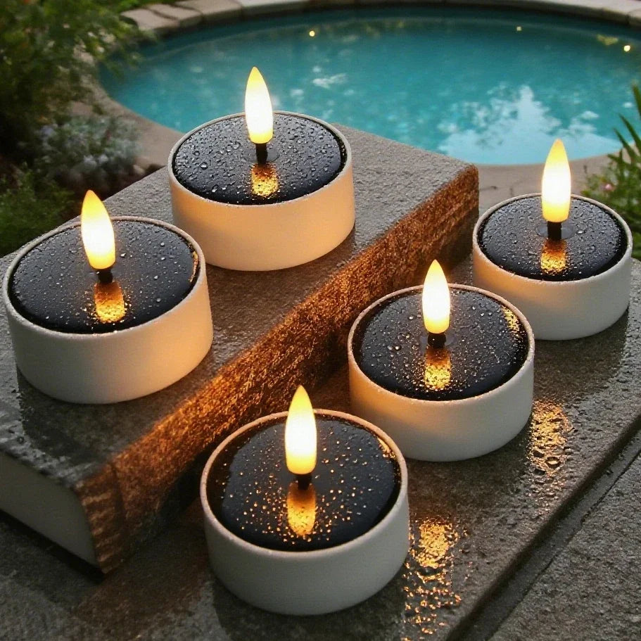 6Pcs Solar Candles Waterproof Dusk to Dawn Outdoor Lighting Reusable LED Tea Light Candles for Lantern Garden Camping Home Decor Peaceful Pleasures Health and Wellness
