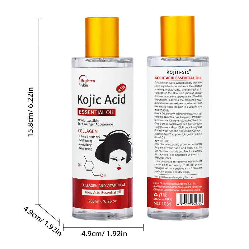 Ginger Massage Oil Relaxing Body Serum Deeply Moisturizes Nourishes Skin For All Skin Types Gua Sha Kojic Acid Essential Oil Peaceful Pleasures Health and Wellness Kojic acid oil 200ml